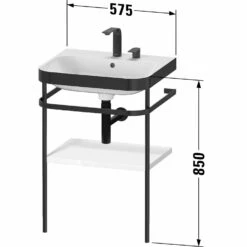 Duravit Happy D.2 Plus C-bonded Waschtisch Mit 1 Hahnloch, 57,5 X 49 Cm, Mit 1 Holzfachboden