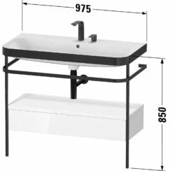 Duravit Happy D.2 Plus C-bonded Waschtisch Ohne Hahnloch, 97,5 X 49 Cm, Mit 1 Schubkasten