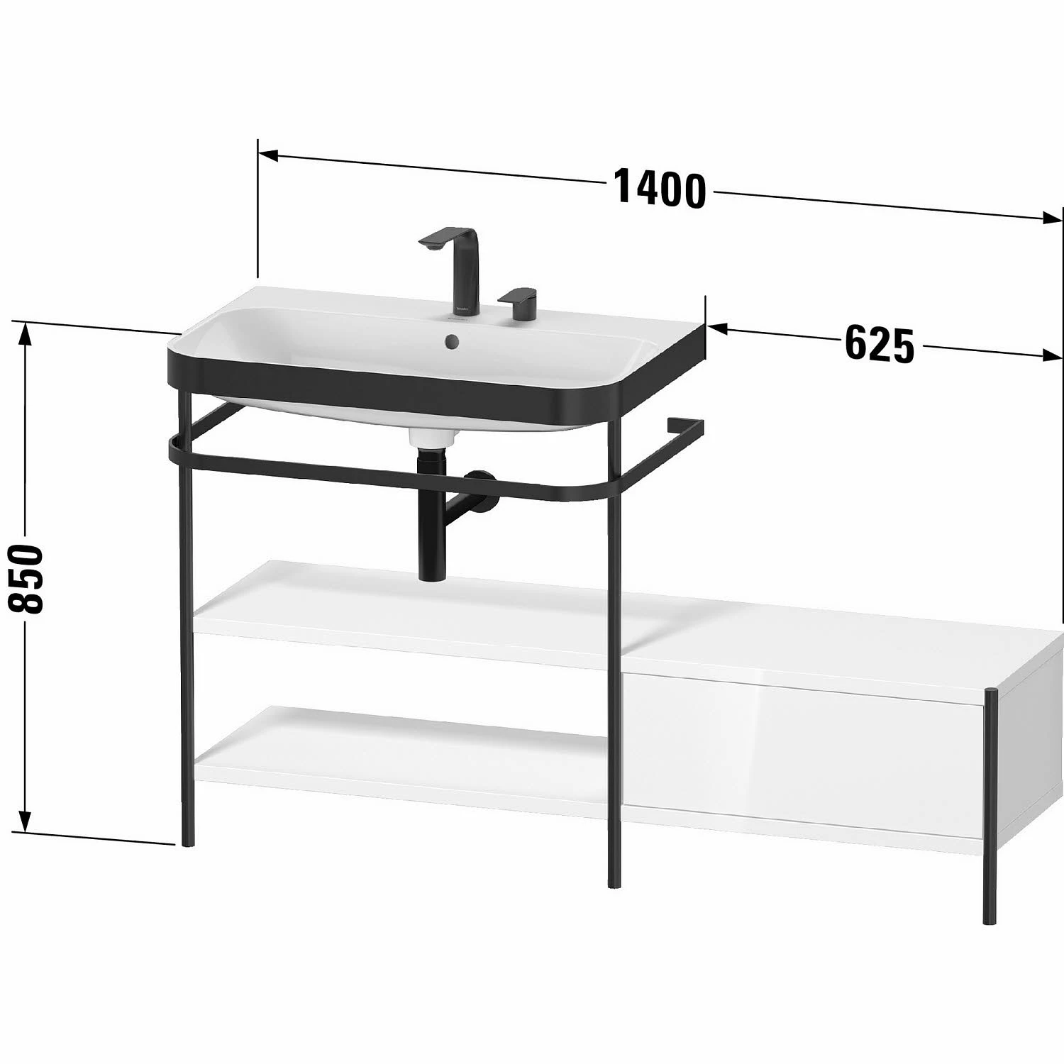 Duravit Happy D.2 Plus C-bonded Waschtisch Mit 1 Hahnloch, 140 X 49 Cm, Mit 1 Schubkasten Und Anbau Rechts 3 Duravit Happy D.2 Plus C-bonded Waschtisch Mit 1 Hahnloch, 140 X 49 Cm, Mit 1 Schubkasten Und Anbau Rechts