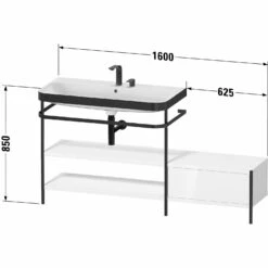 Duravit Happy D.2 Plus C-bonded Waschtisch Mit 1 Hahnloch, 160 X 49 Cm, Mit 1 Schubkasten Und Anbau Rechts