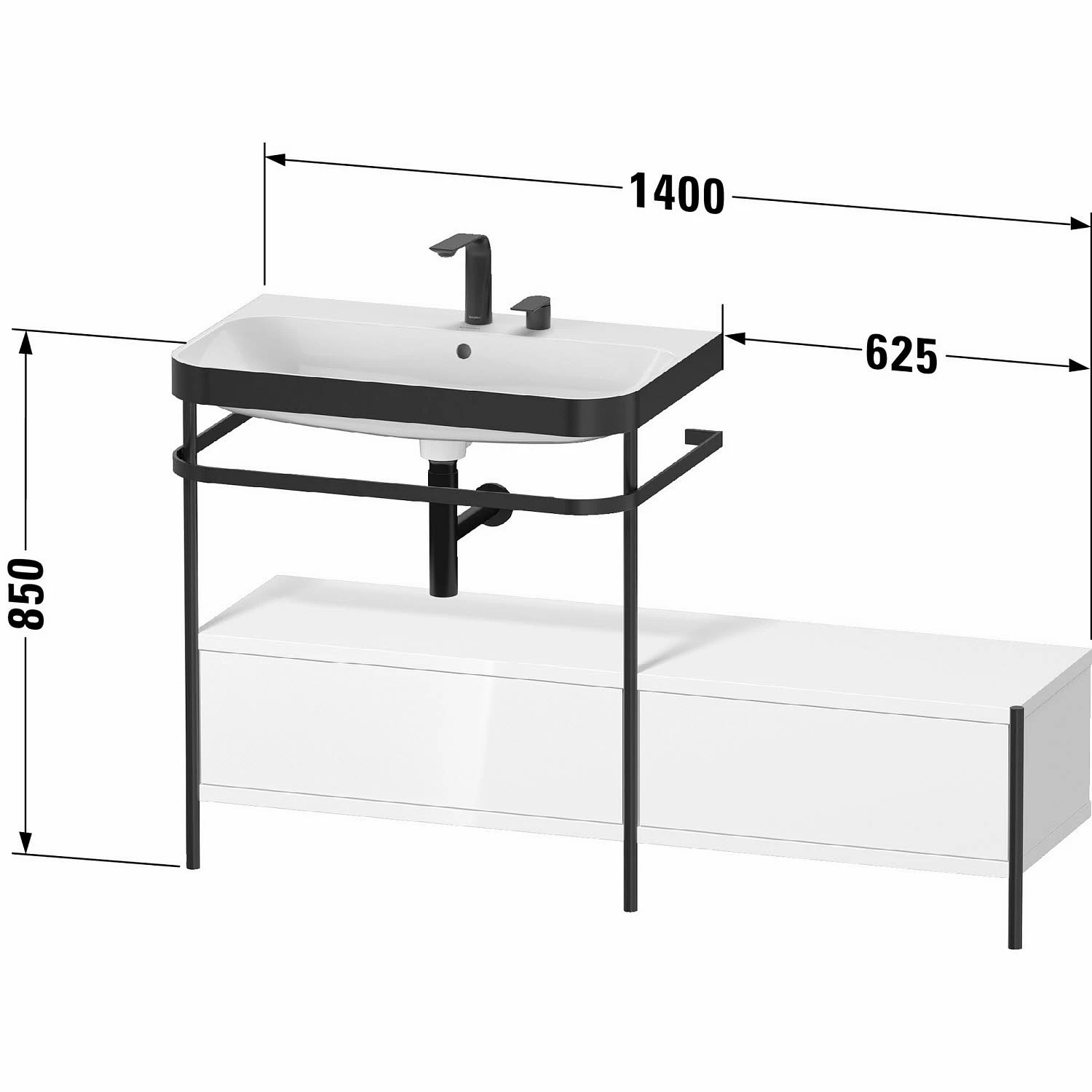 Duravit Happy D.2 Plus C-bonded Waschtisch Ohne Hahnloch, 140 X 49 Cm, Mit 2 Schubkästen Und Anbau Rechts 3 Duravit Happy D.2 Plus C-bonded Waschtisch Ohne Hahnloch, 140 X 49 Cm, Mit 2 Schubkästen Und Anbau Rechts
