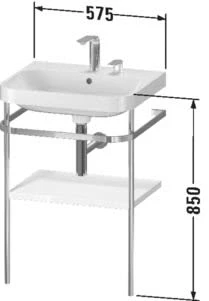 Duravit Happy D.2 Plus C-shaped Waschtisch Mit 2 Hahnlöchern, 57,5 X 49 Cm, Mit 1 Holzfachboden