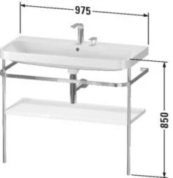 Duravit Happy D.2 Plus C-shaped Waschtisch Mit 2 Hahnlöchern, 97,5 X 49 Cm, Mit 1 Holzfachboden