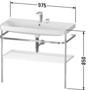 Duravit Happy D.2 Plus C-shaped Waschtisch Mit 1 Hahnloch, 97,5 X 49 Cm, Mit 1 Holzfachboden 3 Duravit Happy D.2 Plus C-shaped Waschtisch Mit 1 Hahnloch, 97,5 X 49 Cm, Mit 1 Holzfachboden