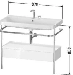 Duravit Happy D.2 Plus C-shaped Waschtisch Mit 1 Hahnloch, 97,5 X 49 Cm, Mit 1 Schubkasten