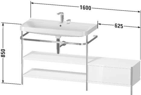 Duravit Happy D.2 Plus C-shaped Waschtisch Mit 1 Hahnloch, 160 X 49 Cm, Mit 1 Schubkasten Und Anbau Rechts 3 Duravit Happy D.2 Plus C-shaped Waschtisch Mit 1 Hahnloch, 160 X 49 Cm, Mit 1 Schubkasten Und Anbau Rechts