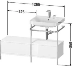 Duravit Happy D.2 Plus C-shaped Waschtisch Mit 2 Hahnlöchern, 120 X 49 Cm, Mit 2 Schubkästen Und Anbau Links
