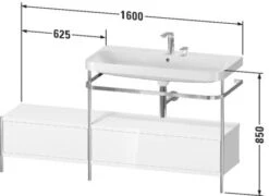 Duravit Happy D.2 Plus C-shaped Waschtisch Ohne Hahnloch, 160 X 49 Cm, Mit 2 Schubkästen Und Anbau Links
