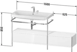 Duravit Happy D.2 Plus C-shaped Waschtisch Ohne Hahnloch, 160 X 49 Cm, Mit 2 Schubkästen Und Anbau Rechts