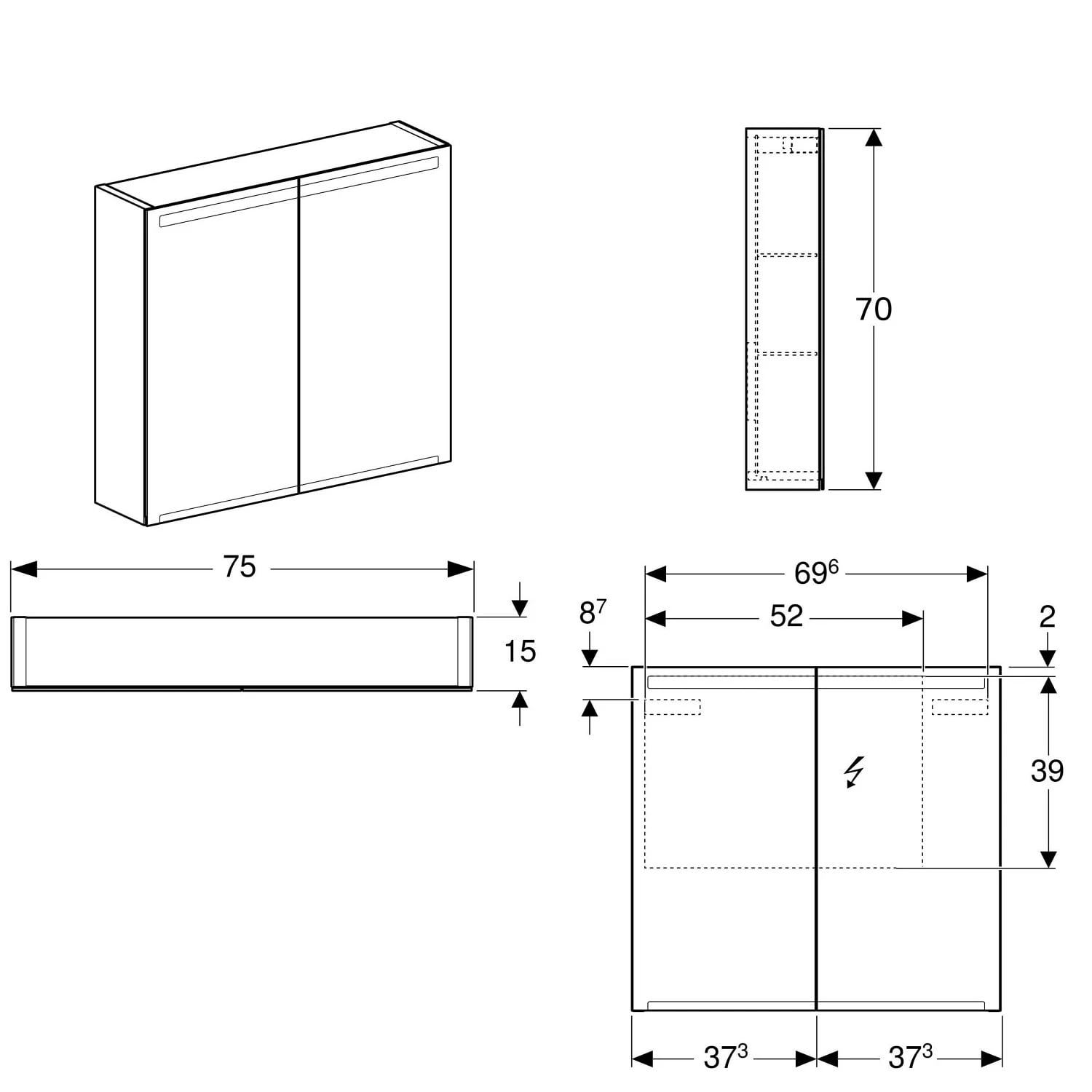 Geberit Option Spiegelschrank Mit Beleuchtung 75 Cm 3 Geberit Option Spiegelschrank Mit Beleuchtung 75 Cm