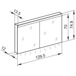 Kronenbach Moon 2.0, 3000K LED-Spiegelschrank 129,5 Cm Mit 2 Türen Und Steckdose Unten -Duravit Verkaufsgeschäft hersteller kronenbach spiegelschraenke moon 2 spiegelschrank 3997119