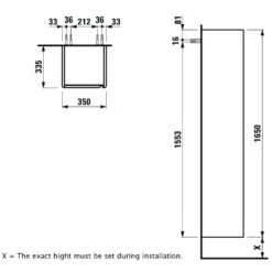 LAUFEN Base Hochschrank 35 X 33 X 165 Cm, Tür Links, Griff Eloxiert