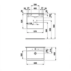 LAUFEN Palace Waschtischkombination 60 Cm Mit Griffleiste Schwarz