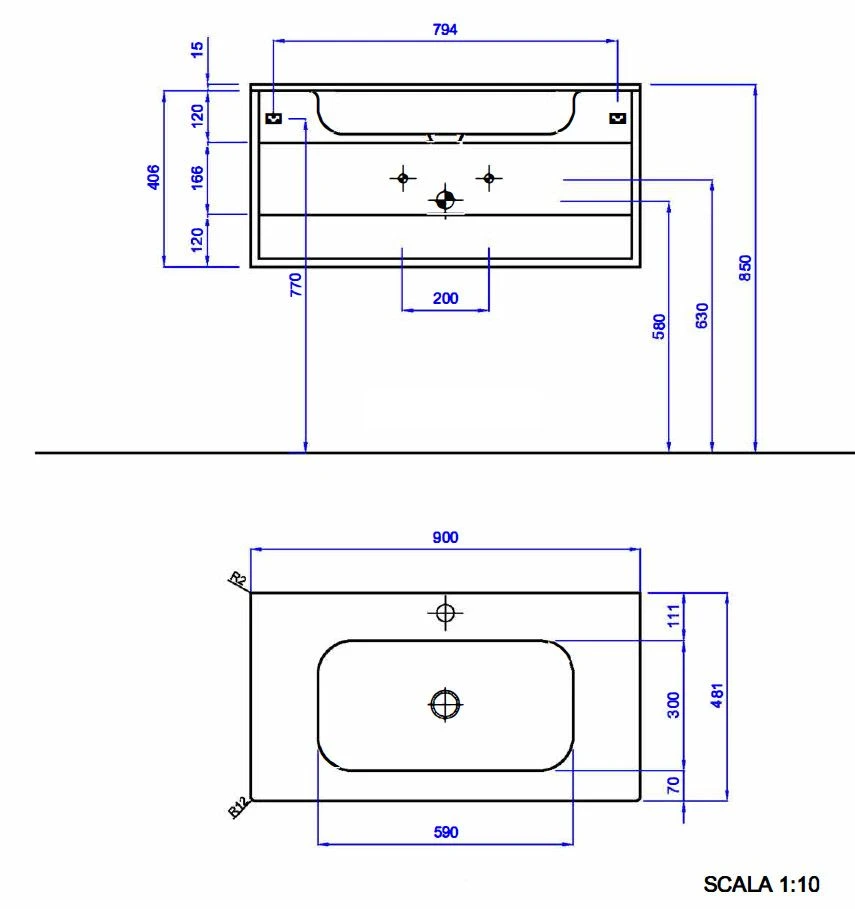 Progettobagno Helen Waschtischkombination Mit Glaswaschtisch 90 Cm Grau 5 Progettobagno Helen Waschtischkombination Mit Glaswaschtisch 90 Cm Grau - Image 3