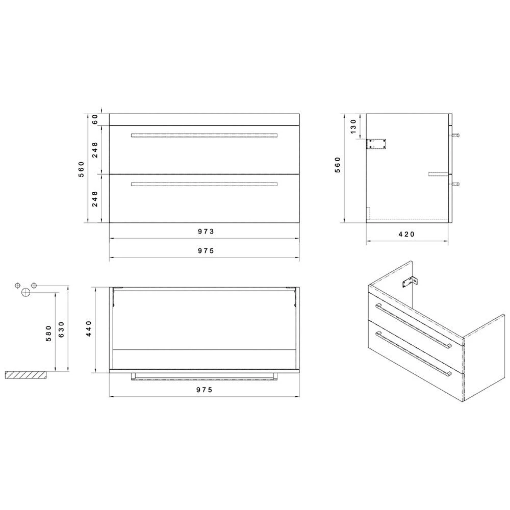 Fara 2.0 Waschtisch Mit Unterschrank 100 Cm Mit 2 Auszügen 5 Fara 2.0 Waschtisch Mit Unterschrank 100 Cm Mit 2 Auszügen - Image 3