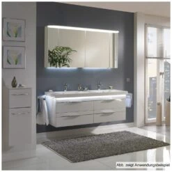 Pelipal Balto Spiegelschrank 150,2 X 27 X 74 Cm Mit LED Lichtkranz, Waschplatzbeleuchtung