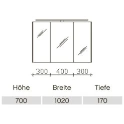 Pelipal S10 Spiegelschrank 102 X 17 X 70 Cm Mit Leuchtentyp I
