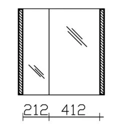 Pelipal S25 Spiegelschrank Mit Seitl. LED Lichtprofil 70 X 17 X 70 Cm, Große Tür Rechts, Modul Rechts