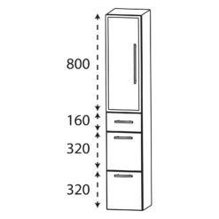 Puris Kao Line Hochschrank 30 X 160 Cm 1 Alu Rahmentür, 1 Schubkasten, 2 Auszüge, Stangengriff, Links -Duravit Verkaufsgeschäft hersteller puris kao line hoch seitenschraenke 11969354