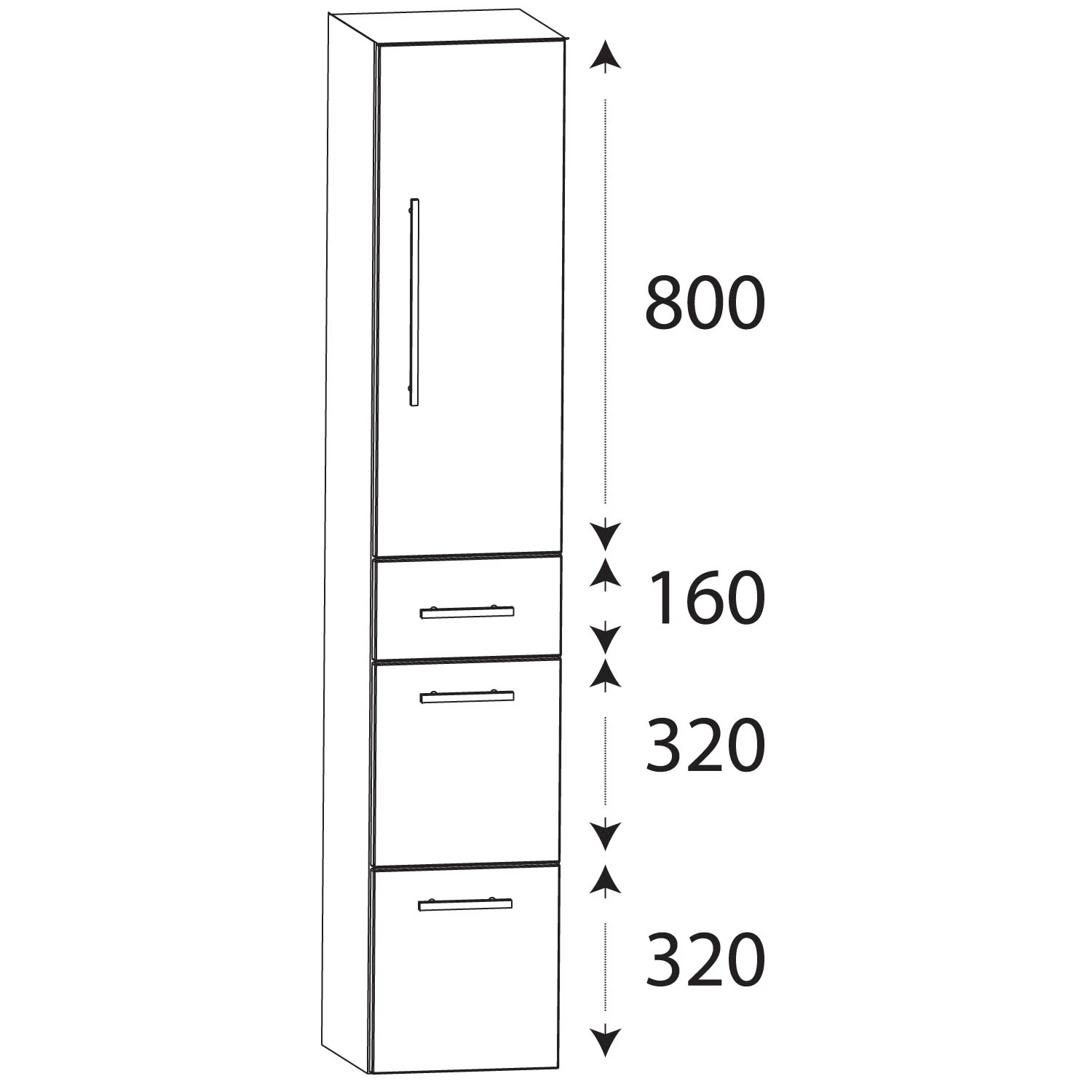 Puris Kao Line Hochschrank 40 X 160 Cm 1 Tür, 1 Schubkasten, 2 Auszüge, Stangengriff, Anschlag Rechts 6 Puris Kao Line Hochschrank 40 X 160 Cm 1 Tür, 1 Schubkasten, 2 Auszüge, Stangengriff, Anschlag Rechts - Image 4