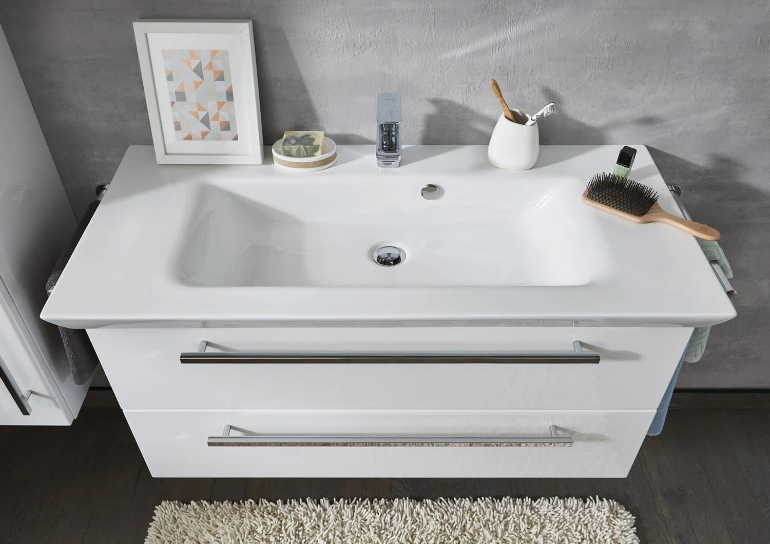 Puris Kao Line Waschtischkombination 96 Cm Mit Keramikwaschtisch, 2 Auszügen, Stangengriff 5 Puris Kao Line Waschtischkombination 96 Cm Mit Keramikwaschtisch, 2 Auszügen, Stangengriff - Image 3