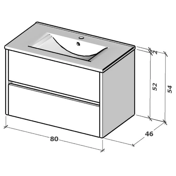 Riho Porto Square Waschtisch Mit Unterschrank 80 Cm Mit 2 Schubladen 4 Riho Porto Square Waschtisch Mit Unterschrank 80 Cm Mit 2 Schubladen - Image 2