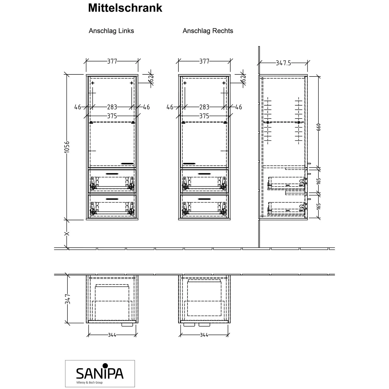 Sanipa Vindo Mittelschrank Mit 1 Tür Und 2 Auszügen, Anschlag Links 4 Sanipa Vindo Mittelschrank Mit 1 Tür Und 2 Auszügen, Anschlag Links - Image 2