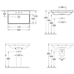 Villeroy & Boch Avento 2.0 Waschtisch-Kombination 80 Cm Mit 2 Auszügen, 1 Hahnloch Und 1 Überlauf -Duravit Verkaufsgeschäft hersteller villeroy boch alle kollektionen avento 3553673
