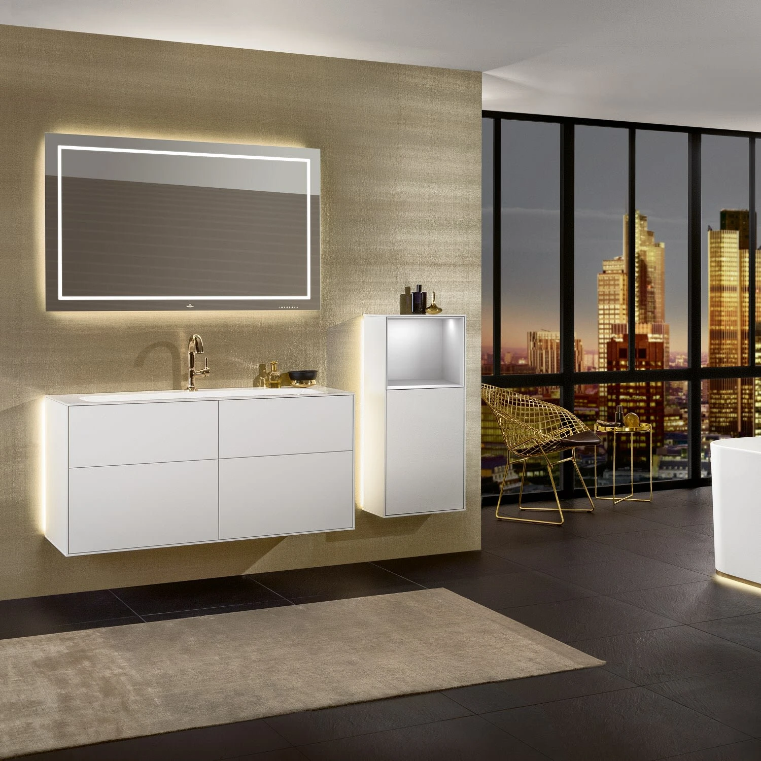 Villeroy & Boch Finion Seitenschrank 93,6 Cm Mit Regalelement Oben, Wandbeleuchtung, Anschlag Links 4 Villeroy & Boch Finion Seitenschrank 93,6 Cm Mit Regalelement Oben, Wandbeleuchtung, Anschlag Links - Image 2