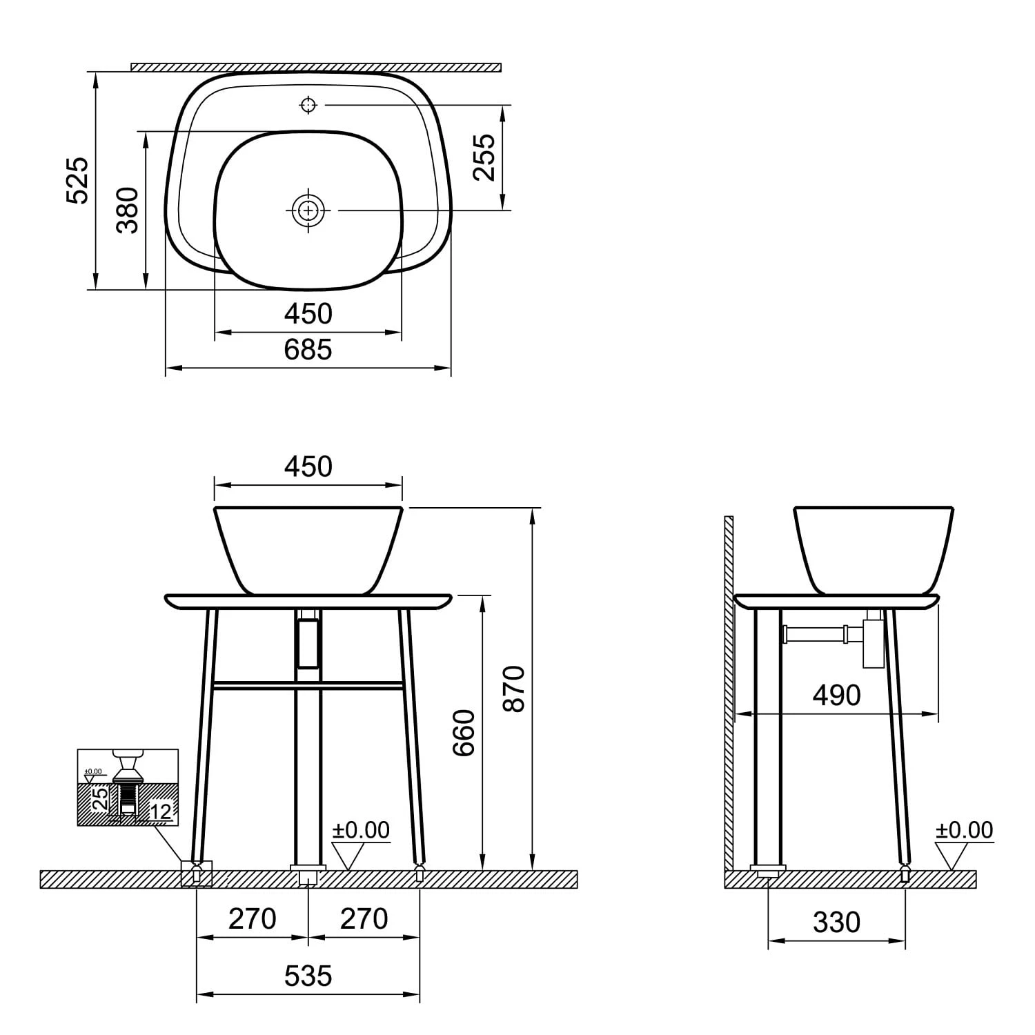 VitrA Plural Waschtischunterbau Flach Freistehend 3 VitrA Plural Waschtischunterbau Flach Freistehend