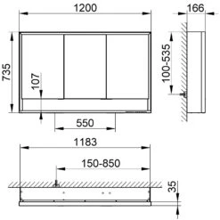 Keuco Royal Lumos Aufputz-Spiegelschrank 120 X 73,5 Cm Mit Spiegelheizung, LED-Beleuchtung, 3 Türen -Duravit Verkaufsgeschäft keuco alle serien royal lumos spiegelschraenke 9126158