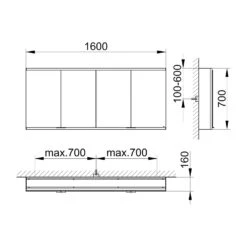 Keuco Royal P94 Aufputz-Spiegelschrank 4-türig 160 X 16 Cm, Mit LED-Beleuchtung -Duravit Verkaufsgeschäft keuco spiegelschraenke royal 94 aufputz spiegelschrank 10815950