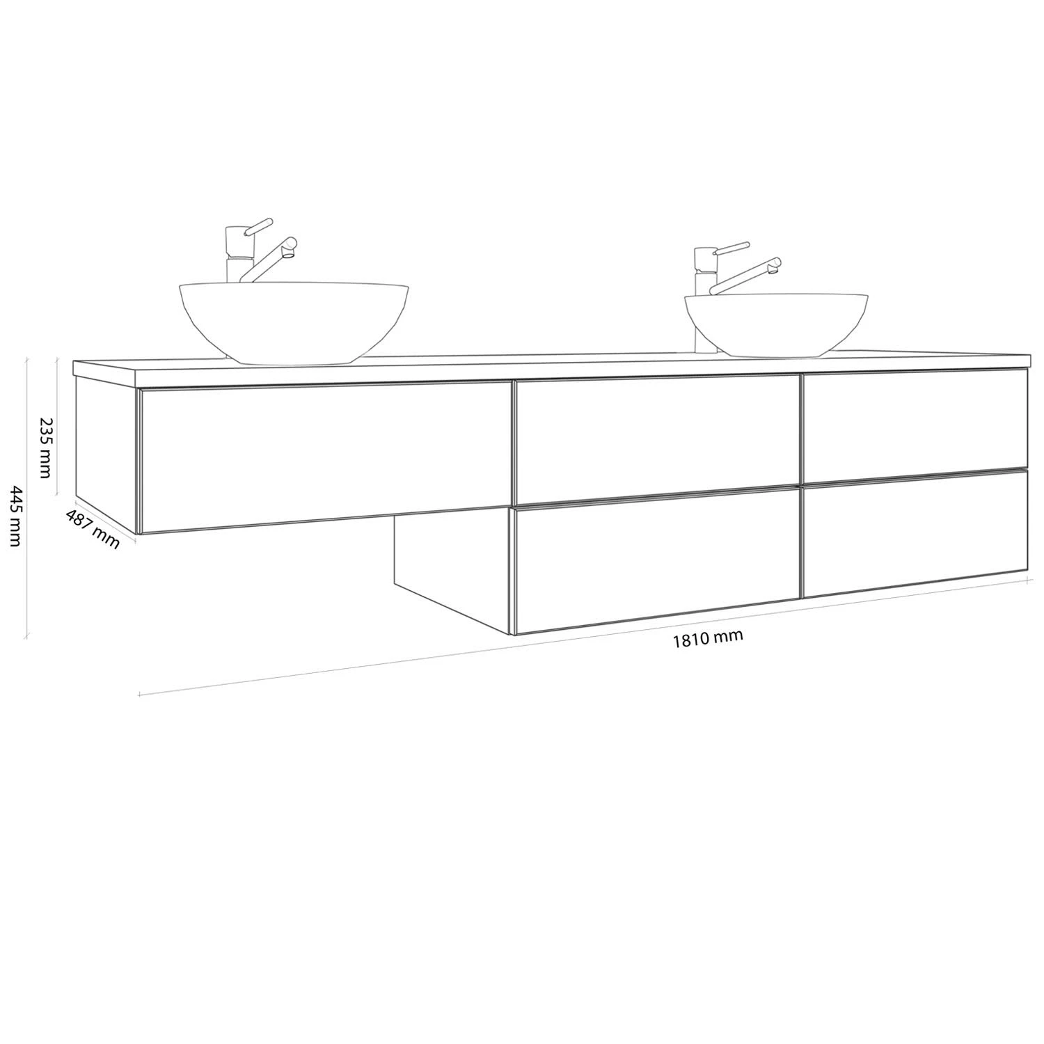 Kronenbach Cube Waschtischkonsole 181 Cm Für 2 Waschtische Mit 5 Auszügen Und TIP-ON 6 Kronenbach Cube Waschtischkonsole 181 Cm Für 2 Waschtische Mit 5 Auszügen Und TIP-ON - Image 4