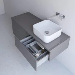 Kronenbach Cube Waschtischkonsole 181 Cm Für 2 Waschtische Mit 5 Auszügen Und TIP-ON