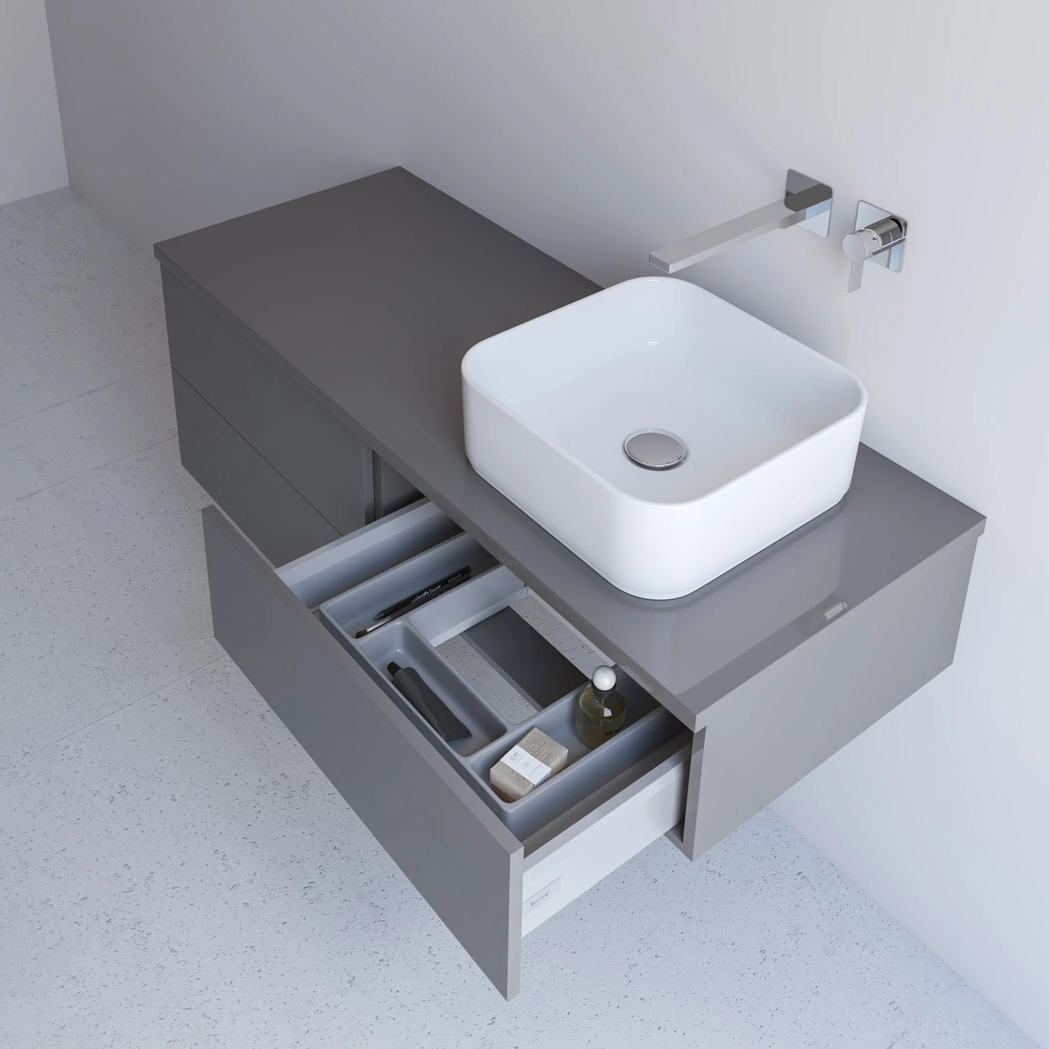 Kronenbach Cube Waschtischkonsole 181 Cm Für 2 Waschtische Mit 5 Auszügen Und TIP-ON 3 Kronenbach Cube Waschtischkonsole 181 Cm Für 2 Waschtische Mit 5 Auszügen Und TIP-ON