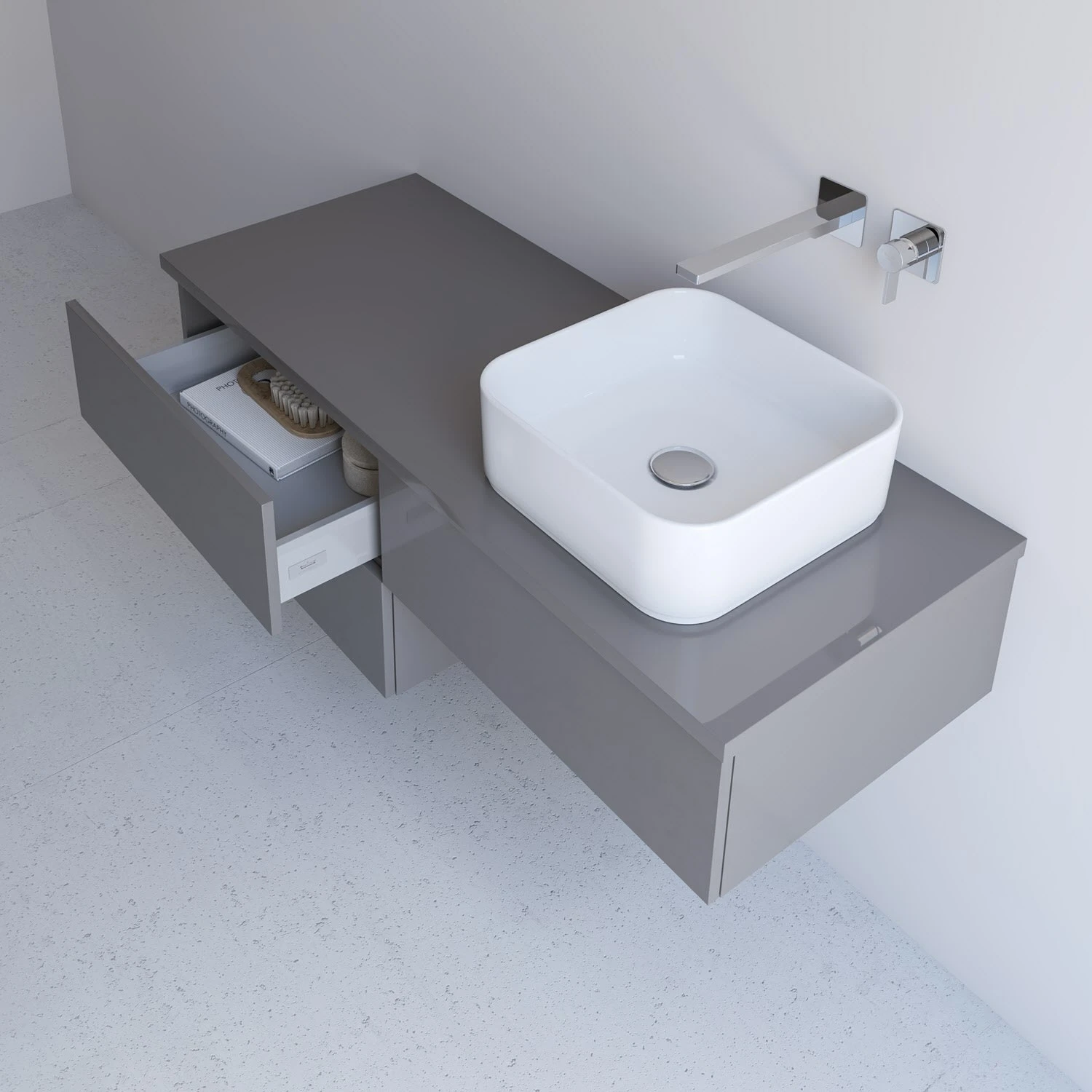 Kronenbach Cube Waschtischkonsole 181 Cm Für 2 Waschtische Mit 5 Auszügen Und TIP-ON 4 Kronenbach Cube Waschtischkonsole 181 Cm Für 2 Waschtische Mit 5 Auszügen Und TIP-ON - Image 2