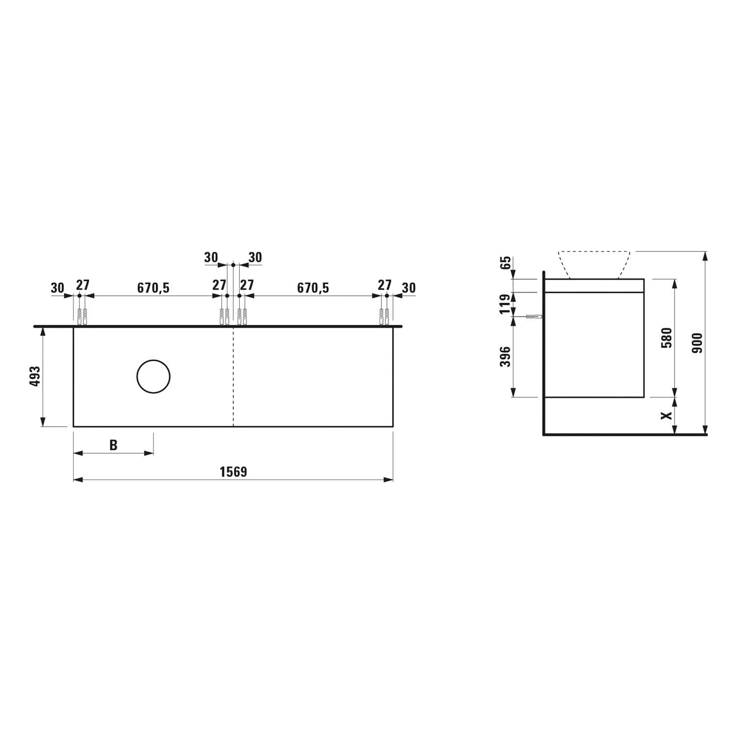 LAUFEN LANI Waschtischplatte Mit Ausschnitt Links Mit Unterschrank 160 Cm Mit Großer Schublade Rechts Und Links 4 LAUFEN LANI Waschtischplatte Mit Ausschnitt Links Mit Unterschrank 160 Cm Mit Großer Schublade Rechts Und Links - Image 2