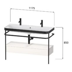 Duravit Happy D.2 Plus C-bonded Waschtisch Mit 2x 1 Hahnloch, 117,5 X 49 Cm, Mit 1 Schubkasten, Mit Zusatzmodul "A"