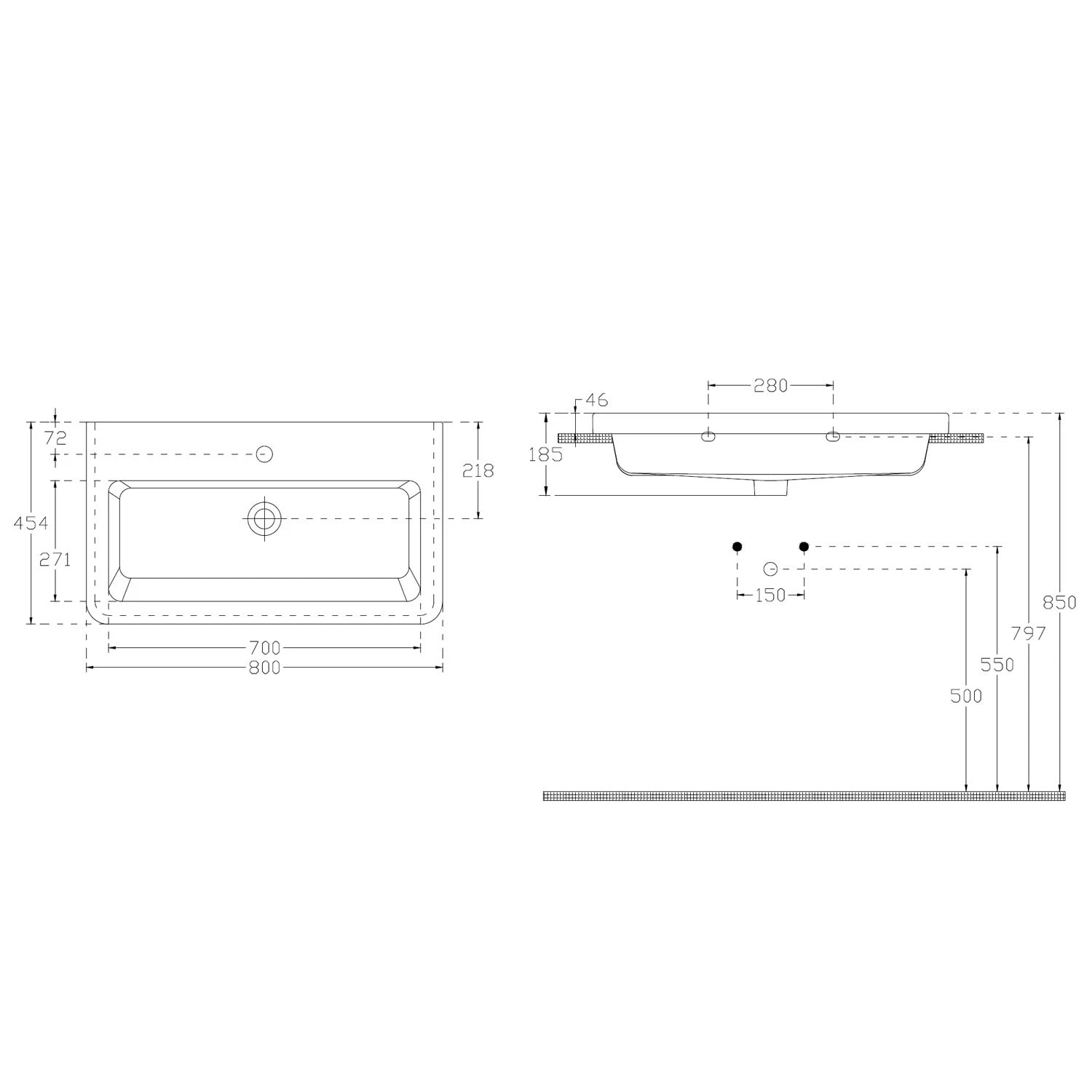 Home Waschtisch Mit Unterschrank 80 Cm, 1 Auszug 7 Home Waschtisch Mit Unterschrank 80 Cm, 1 Auszug - Image 5