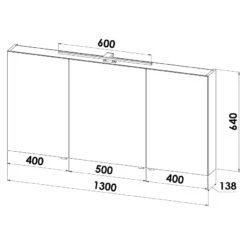 Lodge Spiegelschrank 130 Cm Mit 3 Türen Und LED-Aufbauleuchte