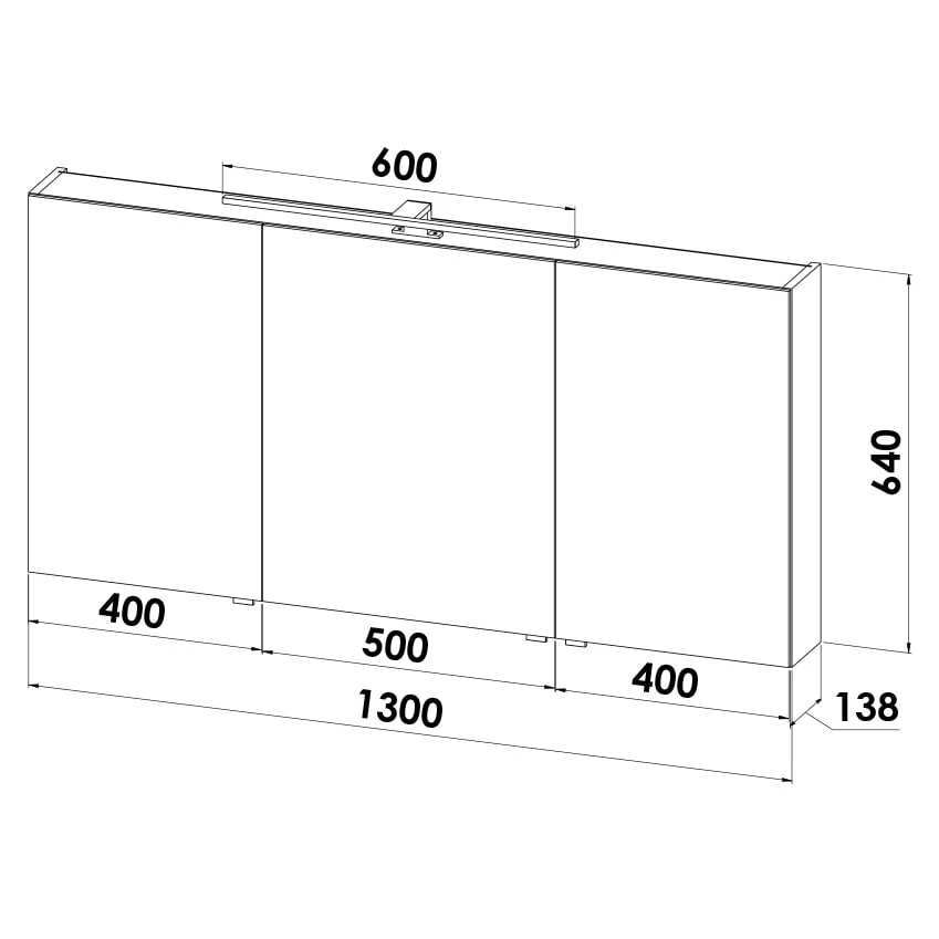 Lodge Spiegelschrank 130 Cm Mit 3 Türen Und LED-Aufbauleuchte 3 Lodge Spiegelschrank 130 Cm Mit 3 Türen Und LED-Aufbauleuchte