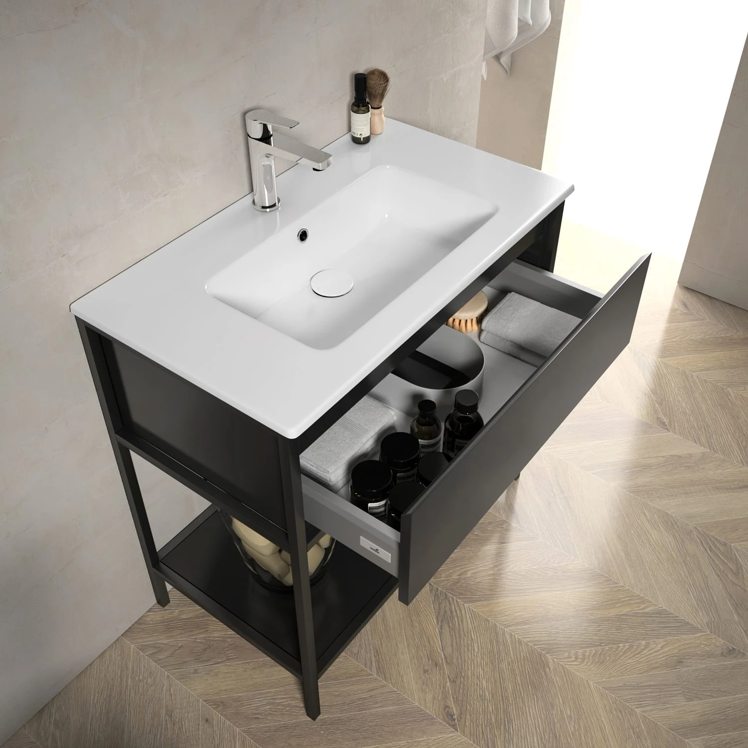 Loft 2.0 Waschtisch Mit Unterschrank 80 Cm, Mit Metallgestell 5 Loft 2.0 Waschtisch Mit Unterschrank 80 Cm, Mit Metallgestell - Image 3