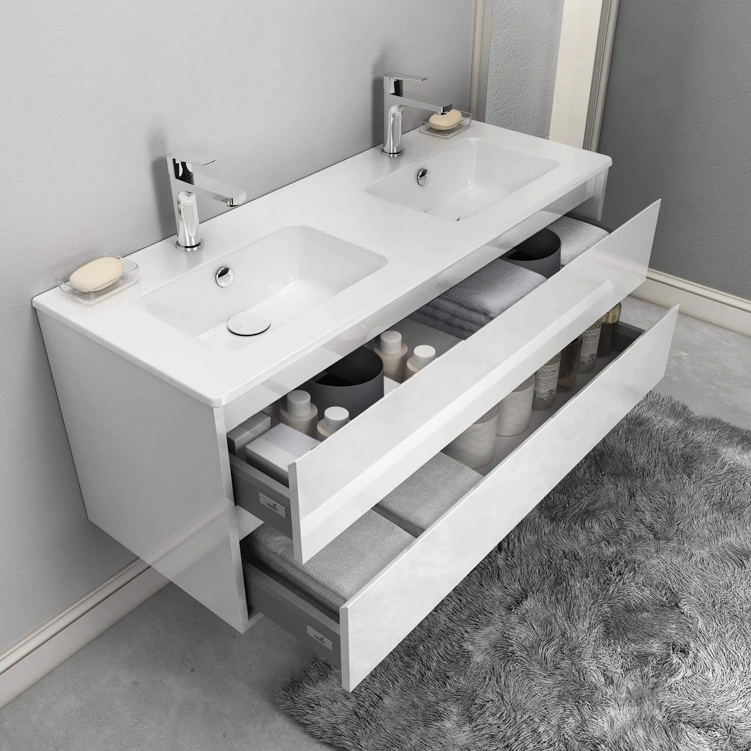 Loft Waschtisch Mit Unterschrank 120 Cm, 2 Auszüge 4 Loft Waschtisch Mit Unterschrank 120 Cm, 2 Auszüge - Image 2