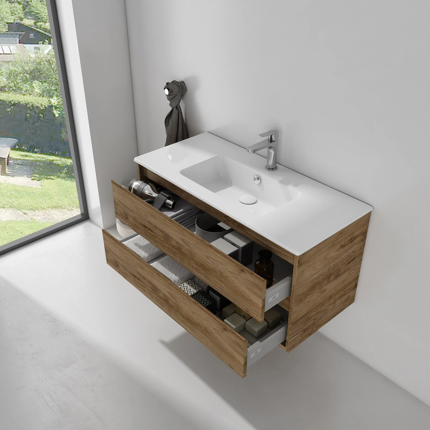 Loft Waschtisch Mit Unterschrank 100 Cm, 2 Auszüge 4 Loft Waschtisch Mit Unterschrank 100 Cm, 2 Auszüge - Image 2