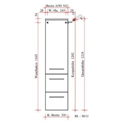Pelipal Balto Midischrank 30 X 33 X 121,8 Cm, Türanschlag Links, Griff V2 -Duravit Verkaufsgeschäft pelipal balto hoch und seitenschraenke midischrank 4042219