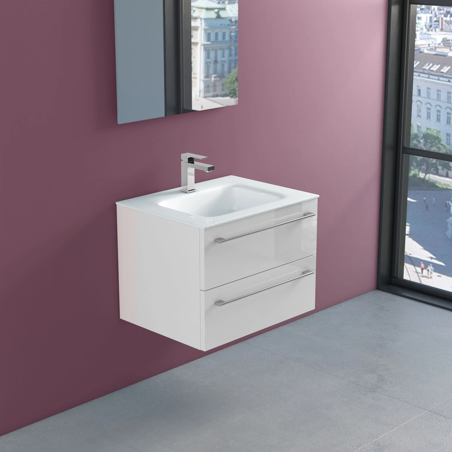 Progettobagno Capri 60 Glaswaschtisch Mit Unterschrank Weiß Glänzend 3 Progettobagno Capri 60 Glaswaschtisch Mit Unterschrank Weiß Glänzend