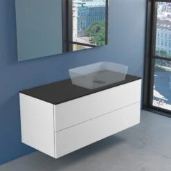 Progettobagno Elba Modular Glass, Ausführung Rechts Waschtischkonsole 120 Cm Mit Hahnlochbohrung
