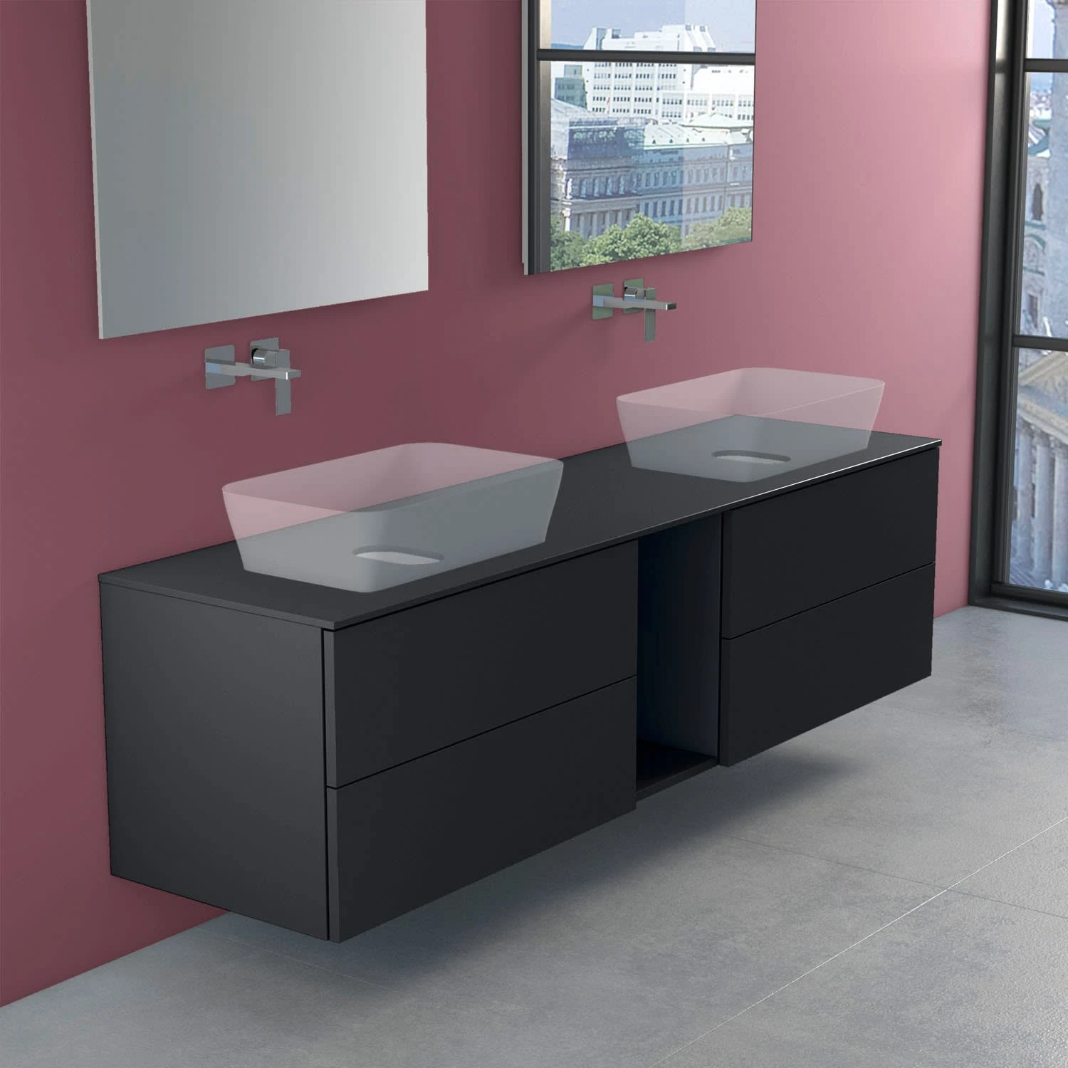 Progettobagno Elba Modular Glass Doppel- Waschtischkonsole 190 Cm Ohne Hahnlochbohrung 3 Progettobagno Elba Modular Glass Doppel- Waschtischkonsole 190 Cm Ohne Hahnlochbohrung