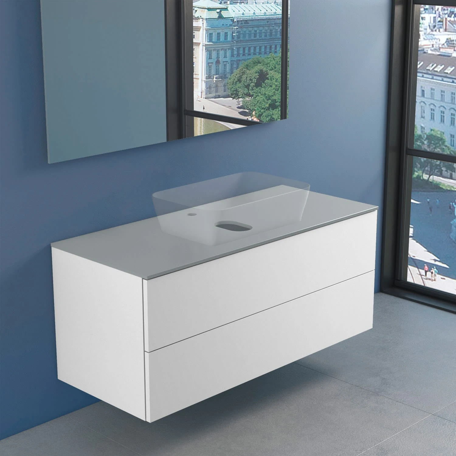 Progettobagno Elba Modular Glass Waschtischkonsole 120 Cm Mit Hahnlochbohrung 3 Progettobagno Elba Modular Glass Waschtischkonsole 120 Cm Mit Hahnlochbohrung