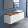 Progettobagno Elba Terra Unterschrank 160 Cm Mit Holzplatte, Hahnlochbohrung Und ELY 60 Einbauwaschtisch , Ausführung Rechts -Duravit Verkaufsgeschäft progettobagno elba terra ely unterschrank 160 9649823